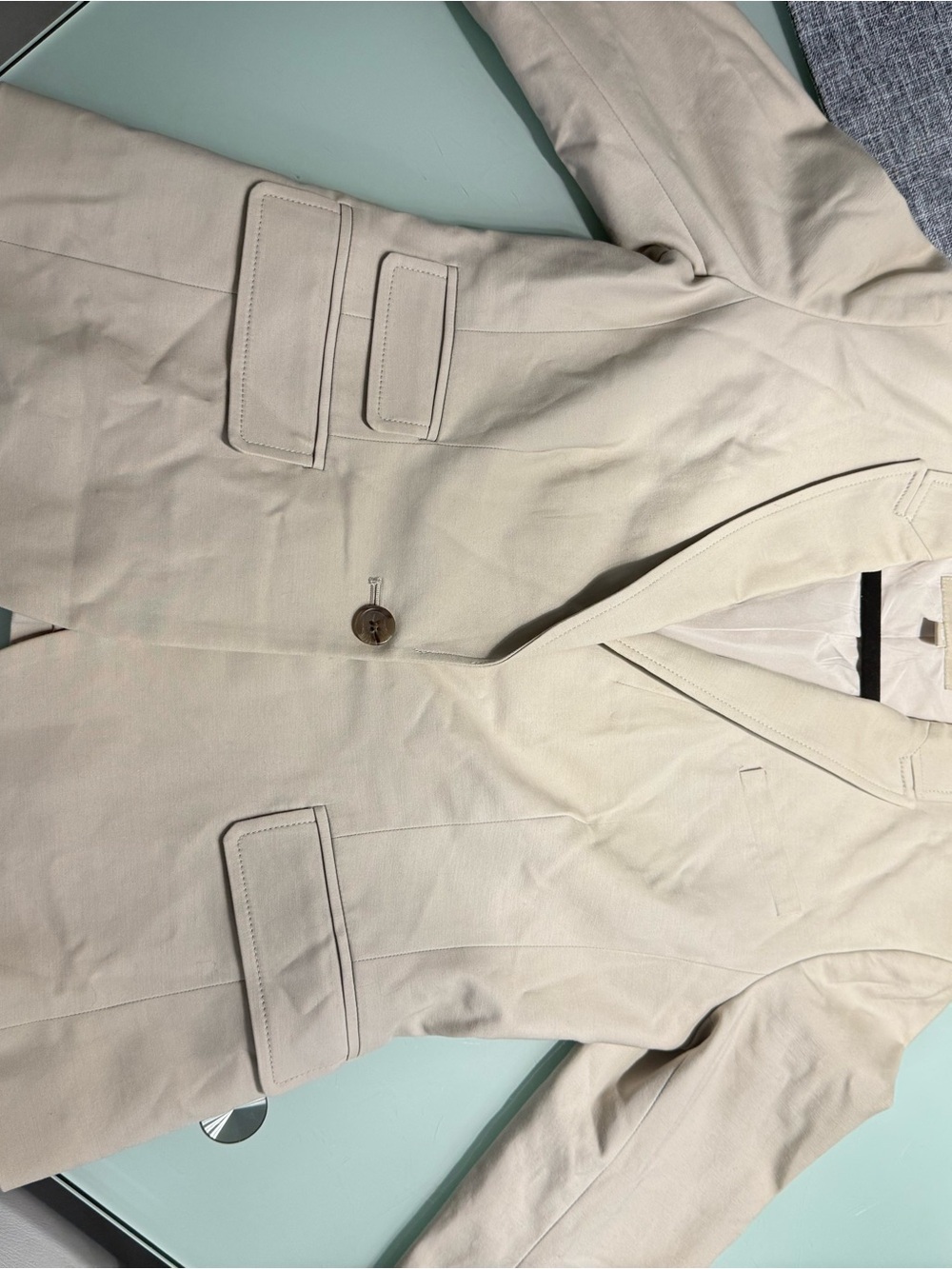 Cream Single-Button Women's Blazer Jacket